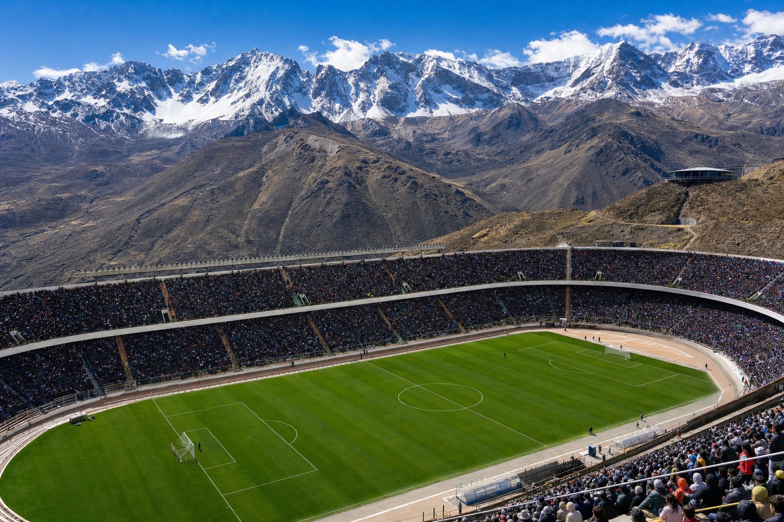 Estadio de fútbol en los Andes peruanos