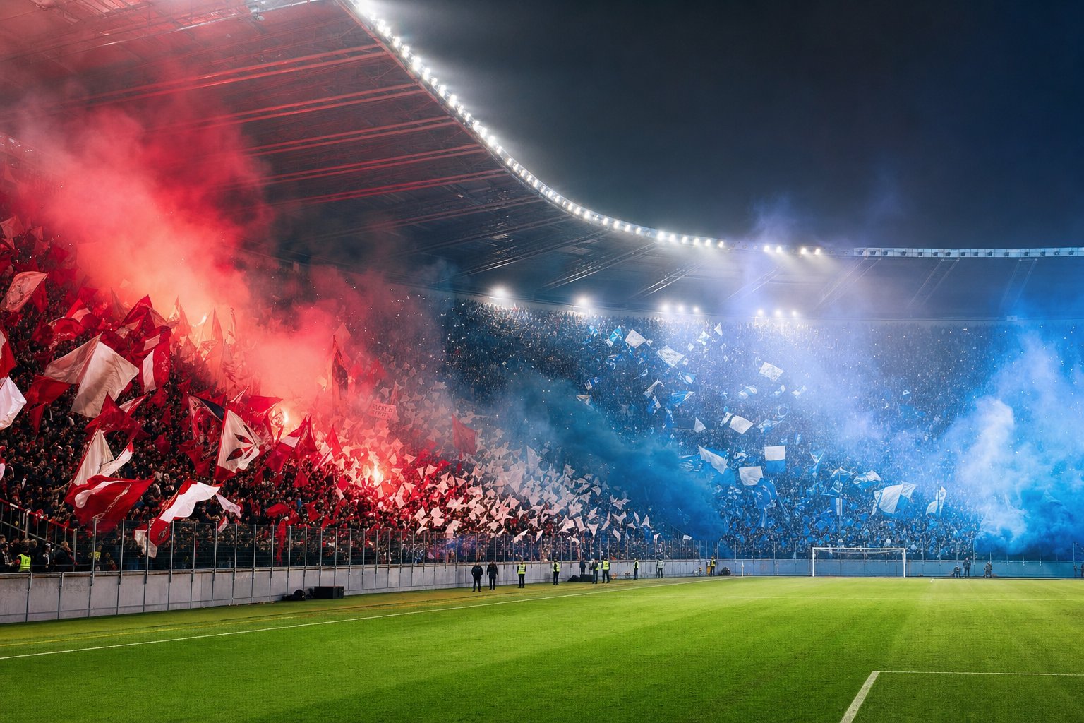 Hinchadas rivales en un clásico sudamericano